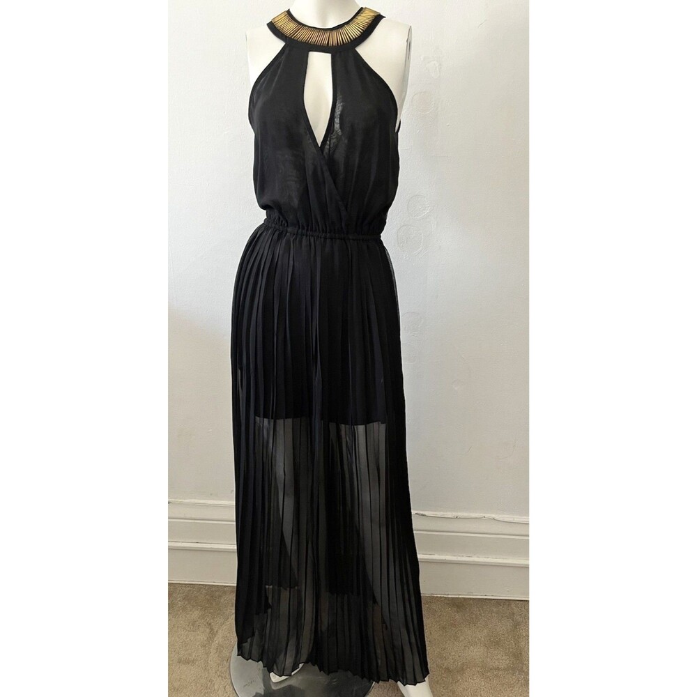 Charlotte Russe Black Maxi Dress with Gold Accent